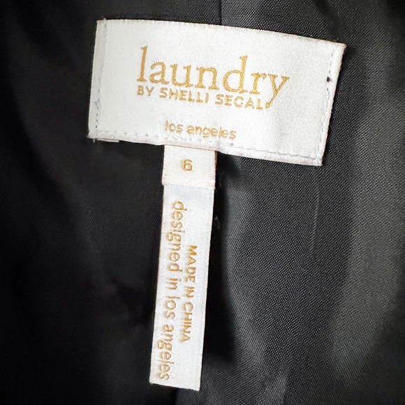 Laundry by Shelli Segal Black Ruched Sleeve Sharp Blazer Jacket Women's Size 6 - Picture 3 of 12